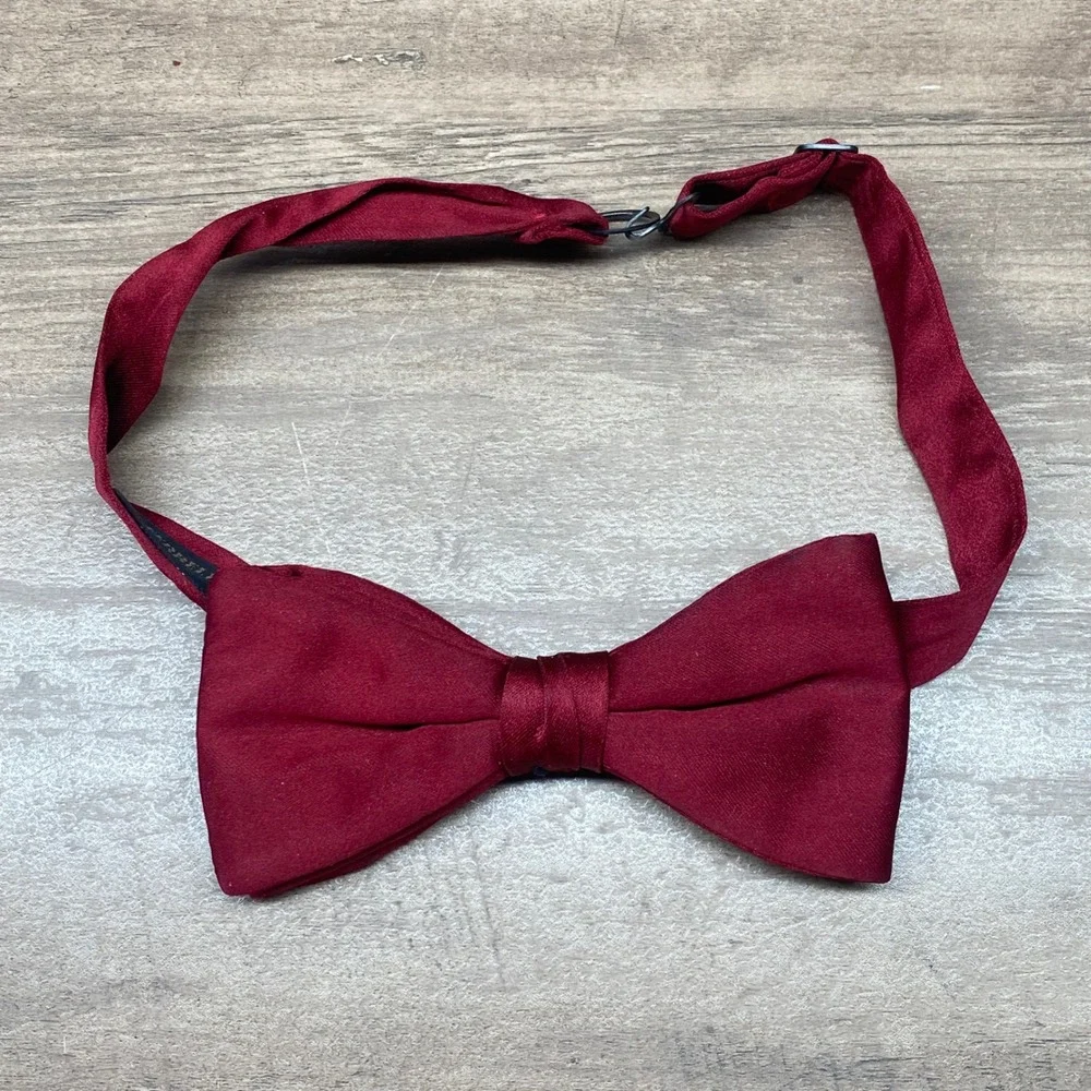 Ferrell Reed Vintage Bow Tie Mens Burgundy Adjustable Pre-Tied Formal‎ Accessory